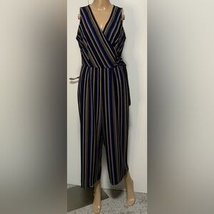Wrapper Blue and Gold Wide Leg Pants jumpsuit - size small